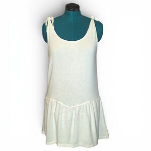 UNIF Beech Dress, Ivory Mini Dress, Lace Trim, Size Large Pockets, Boardwalk